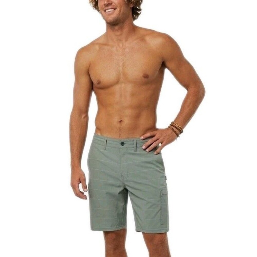 O'Neill Men's Crossover Hybrid Shorts Stretch Fabric Cargo Pocket Green Size 38